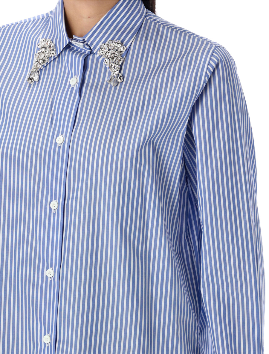 Embroidered stripe poplin shirt - Spazio Pritelli