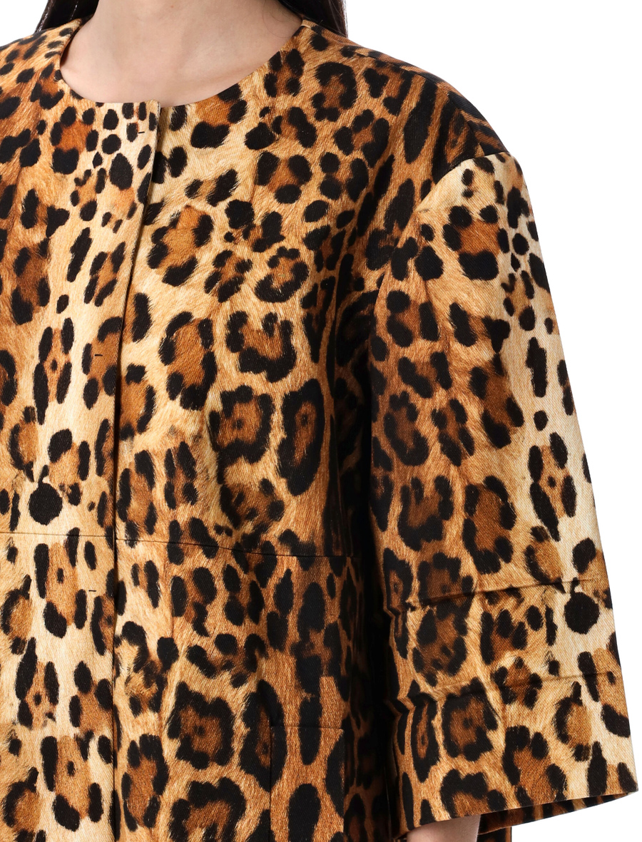 Single-breasted animal print drill coat - Spazio Pritelli