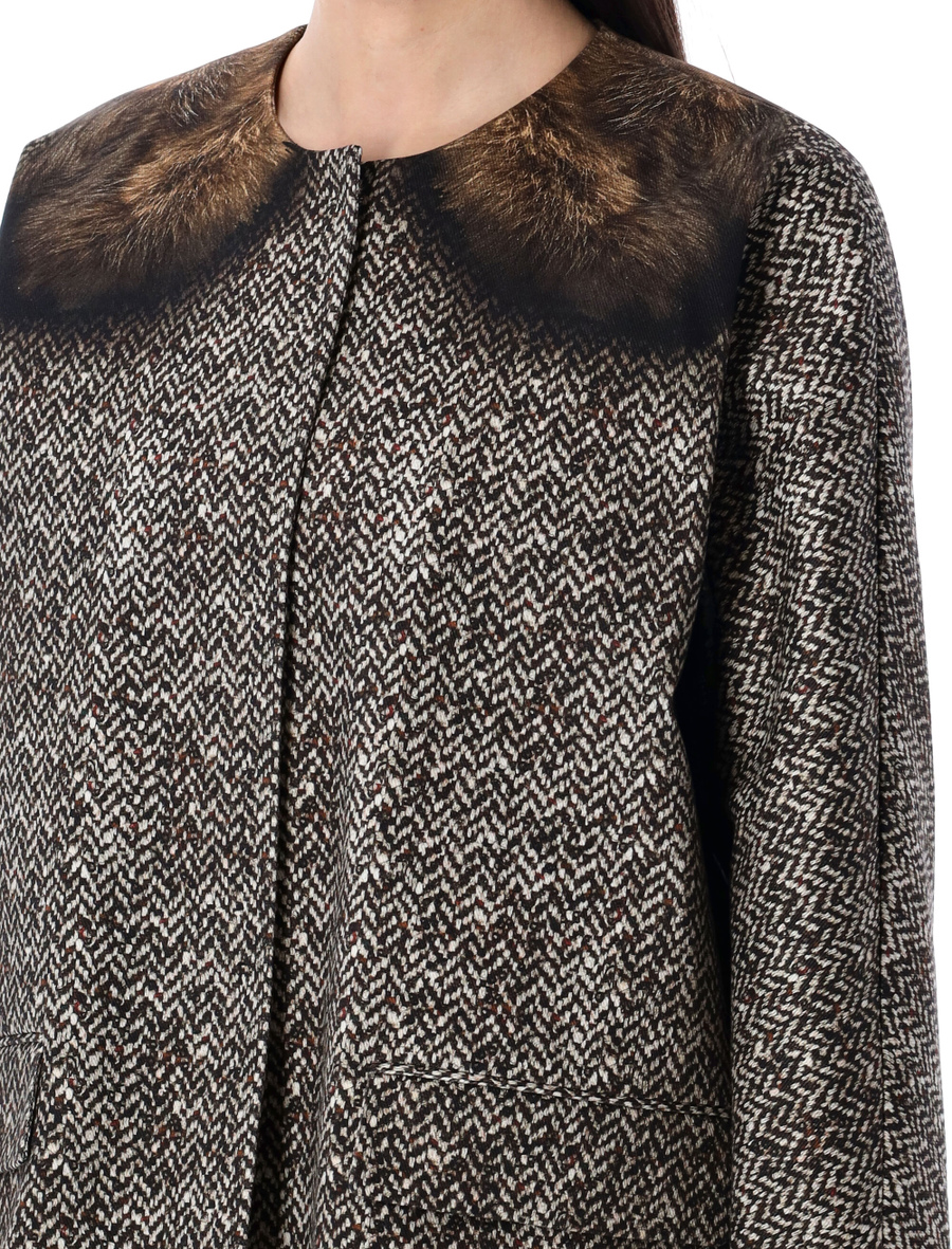 Single-breasted printed drill caban jacket - Spazio Pritelli