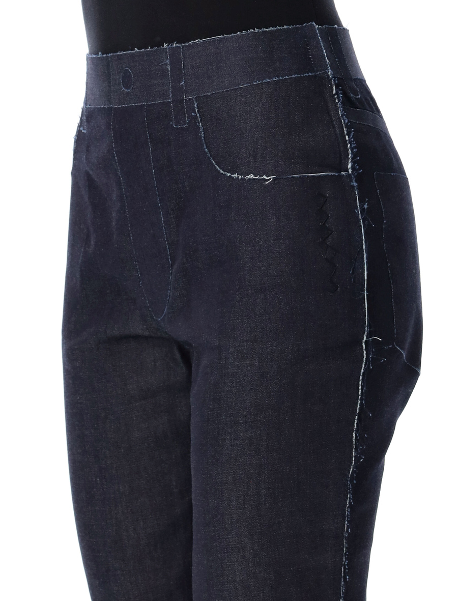Stretch denim trompe l'oeil trousers - Spazio Pritelli