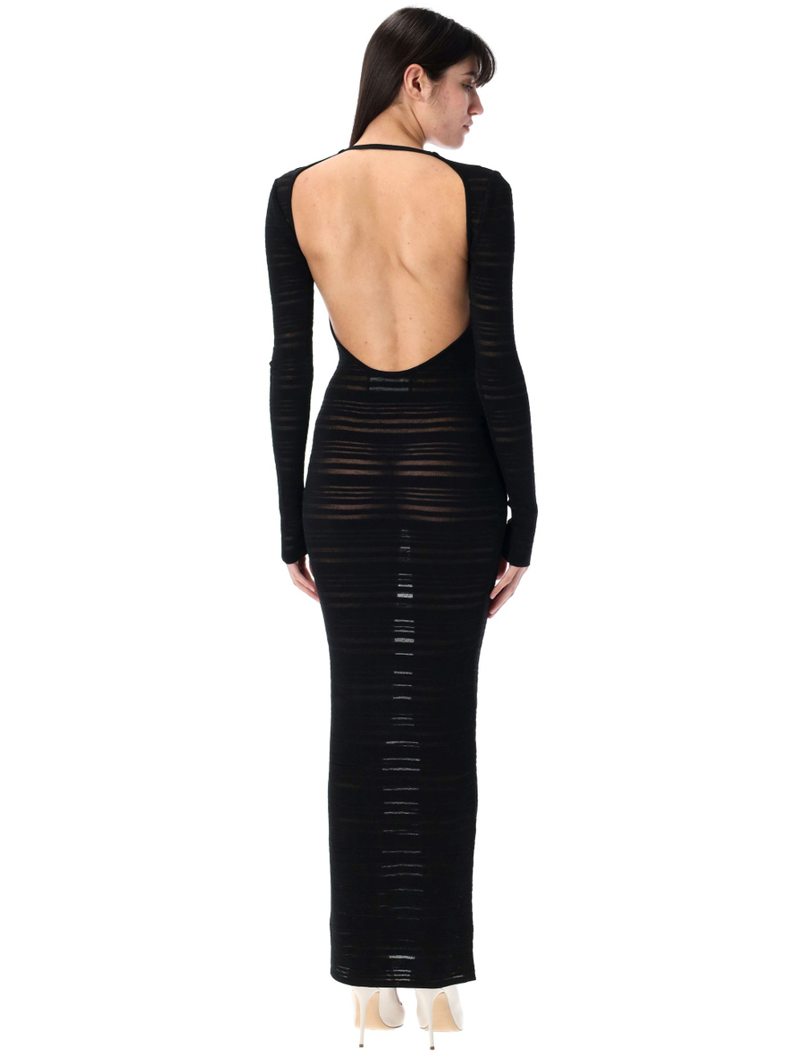 Striped sheer knit long dress - Spazio Pritelli