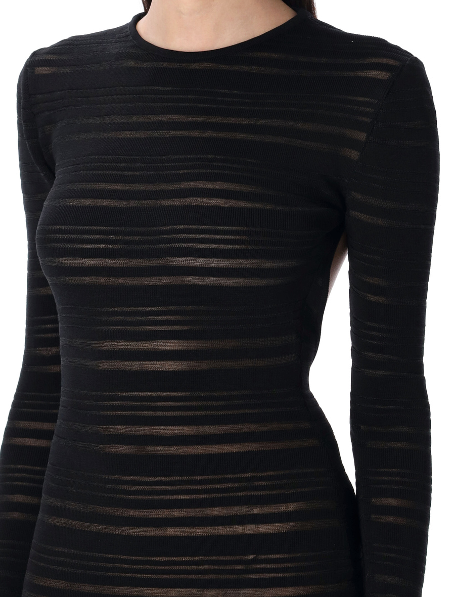 Striped sheer knit long dress - Spazio Pritelli