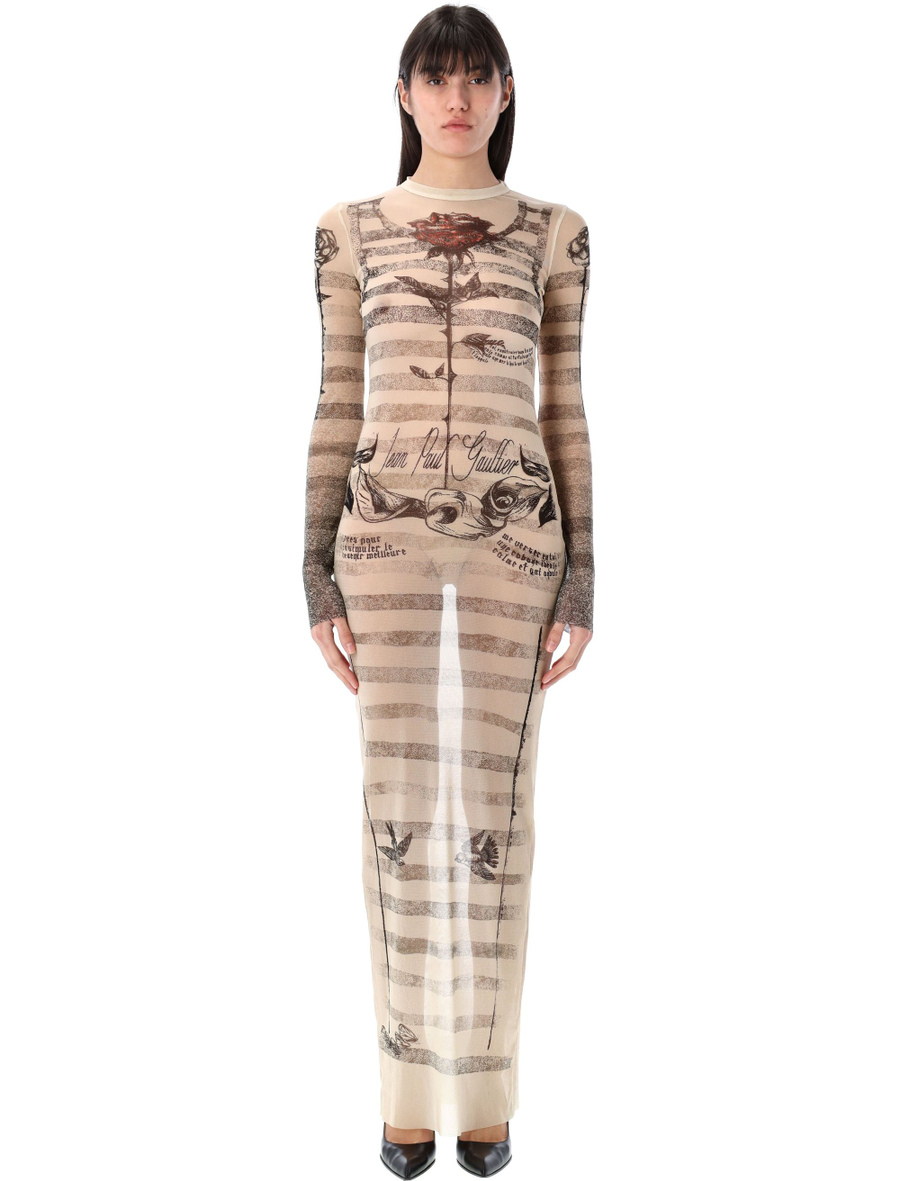 Mesh tatoo mariner long dress - Spazio Pritelli