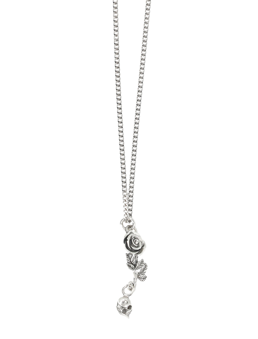 Rose and Skull pendant necklace - Spazio Pritelli
