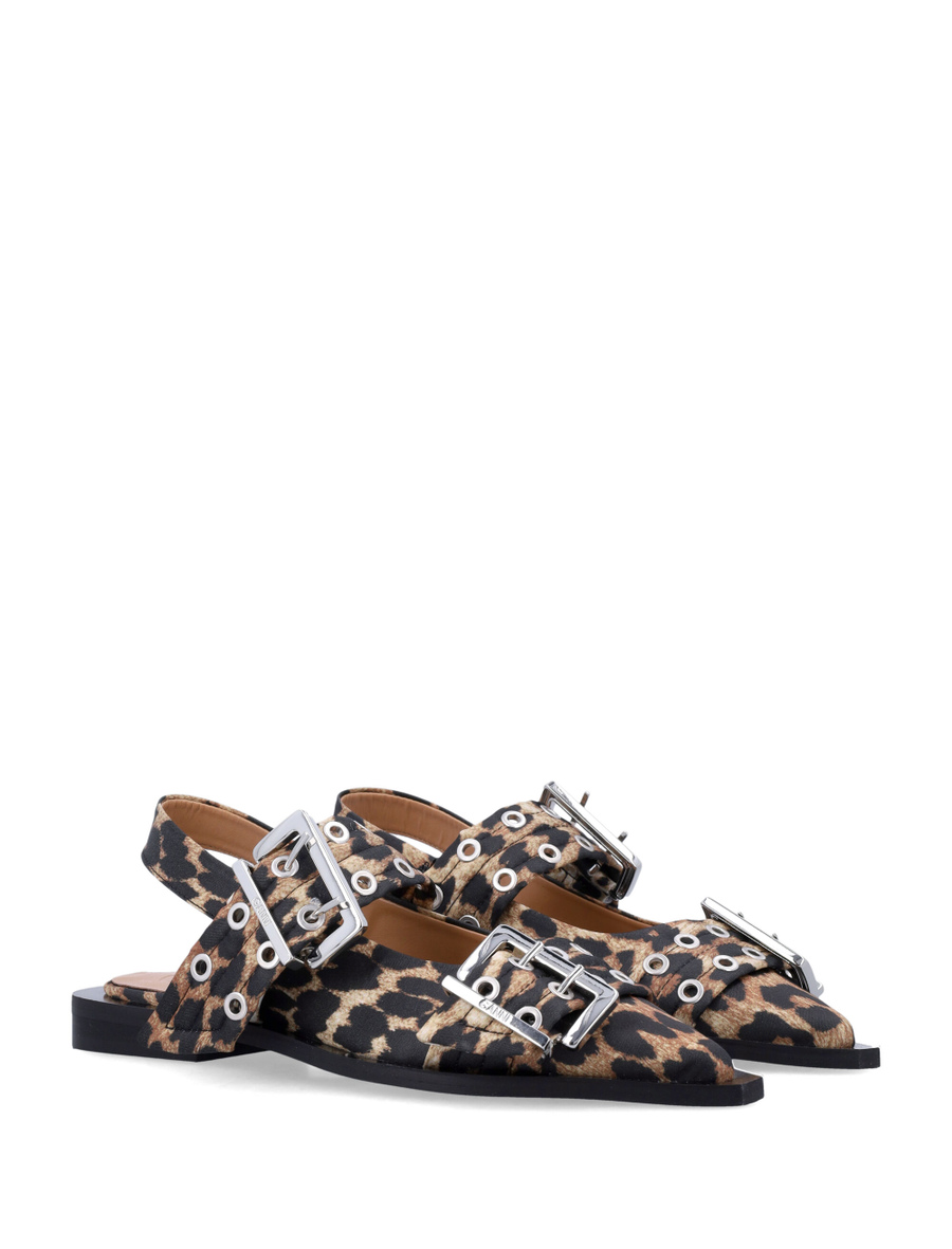 Leopard satin Feminine buckle ballerinas - Spazio Pritelli