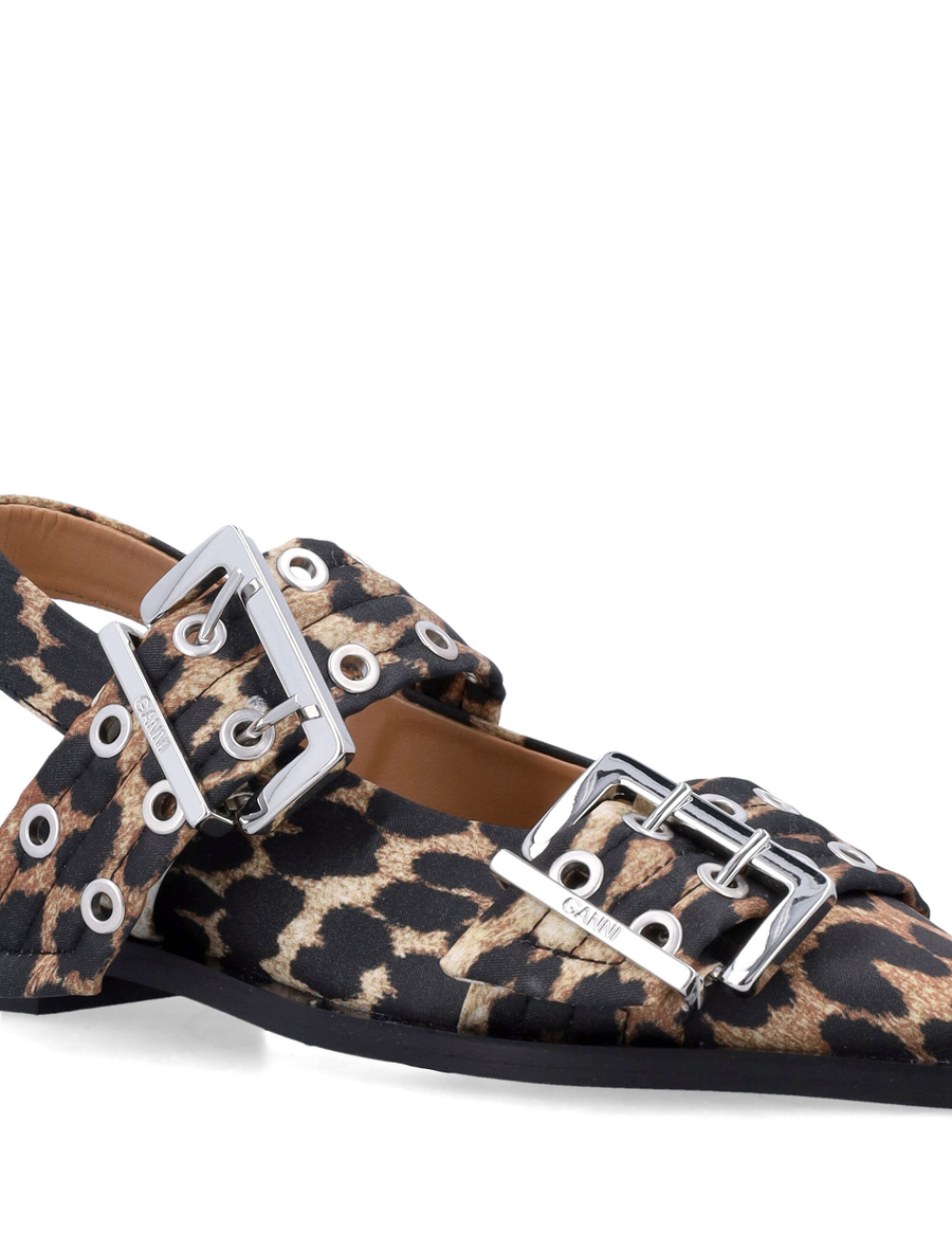 Leopard satin Feminine buckle ballerinas - Spazio Pritelli