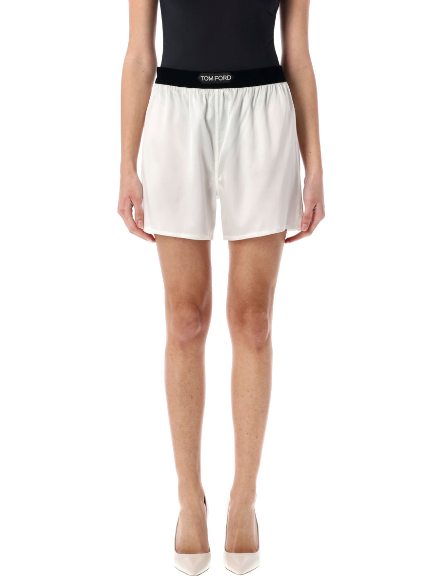 Stretch silk satin boxer shorts - Spazio Pritelli