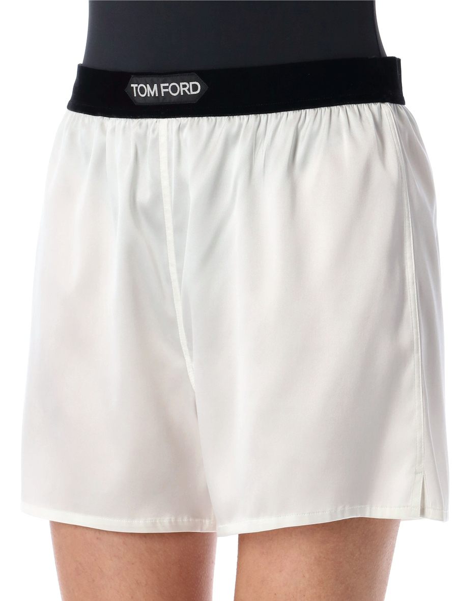 Stretch silk satin boxer shorts - Spazio Pritelli
