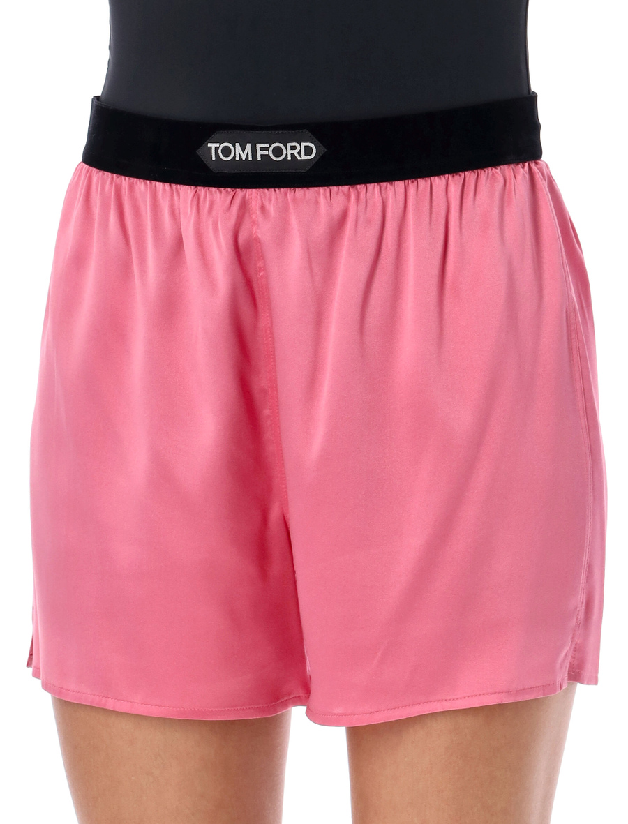 Stretch silk satin boxer shorts - Spazio Pritelli