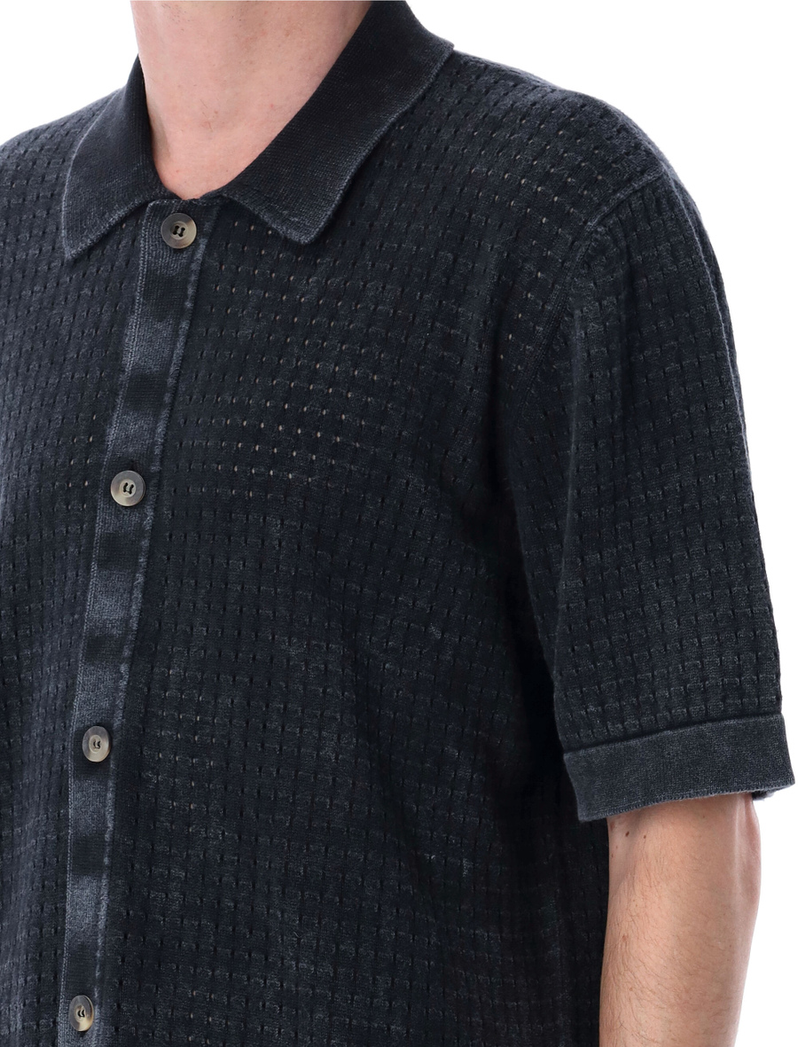 Washed Pointelle buttondown shirt - Spazio Pritelli