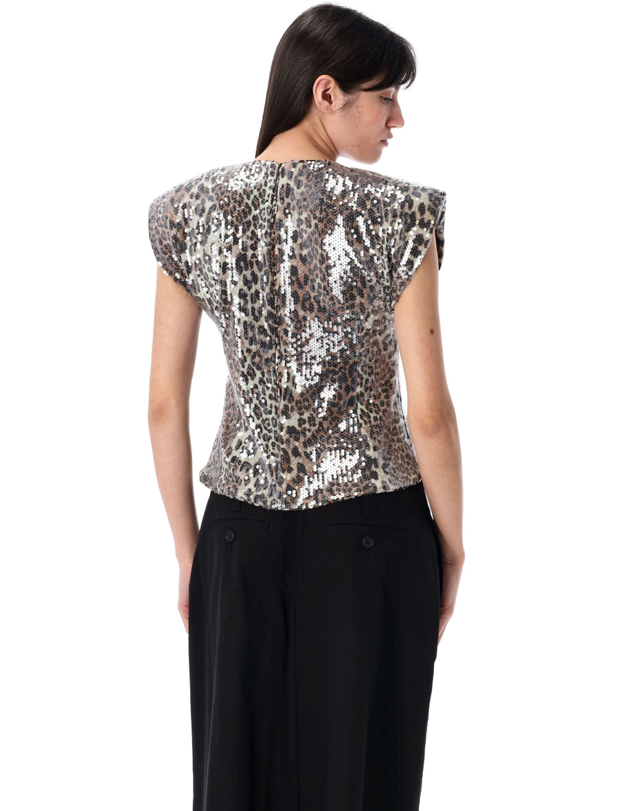 Leopard print sequined top - Spazio Pritelli
