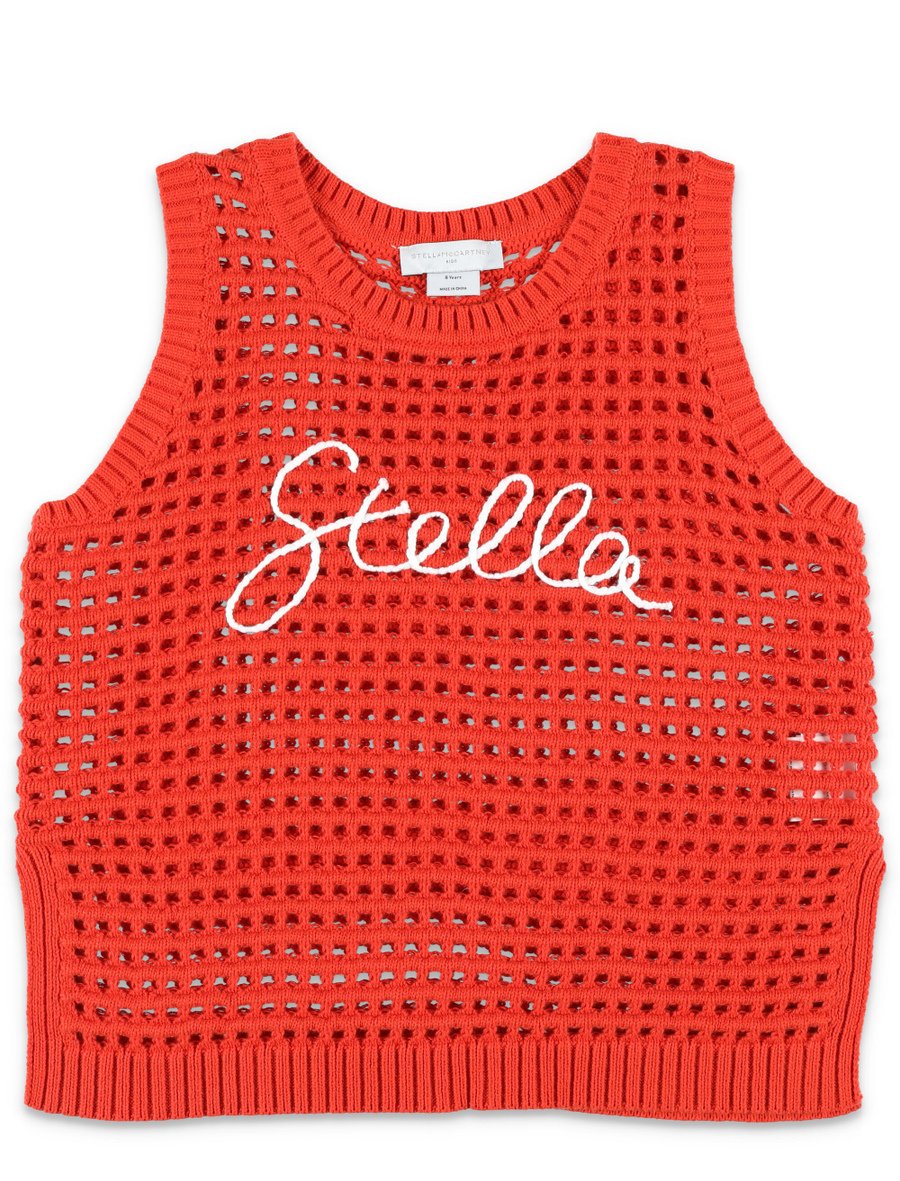 Kid - Stella embroidered crochet sleeveless top - Spazio Pritelli