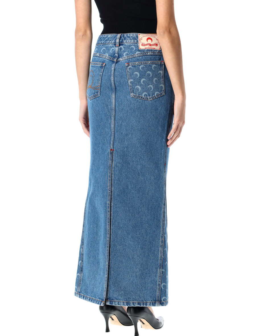 Moon laser denim long skirt - Spazio Pritelli