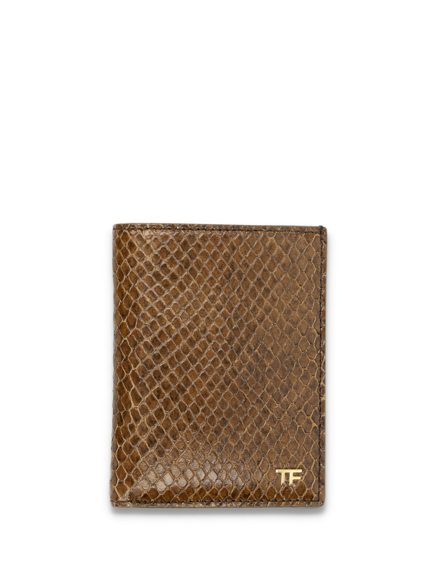 Small snake embossed leather folding cardholder - Spazio Pritelli