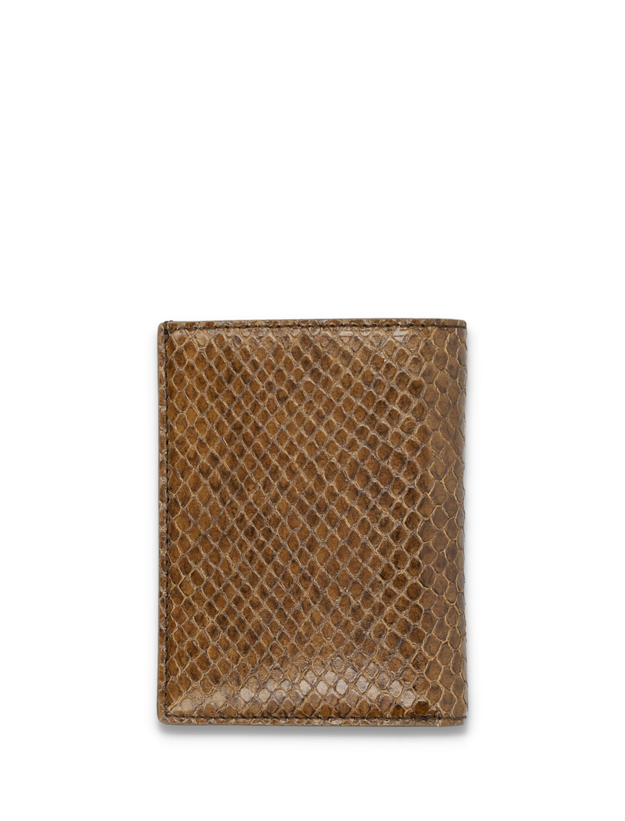 Small snake embossed leather folding cardholder - Spazio Pritelli