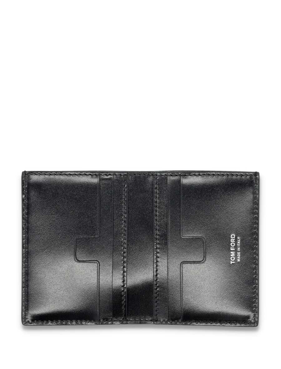 Small ell embossed leather folding cardholder - Spazio Pritelli